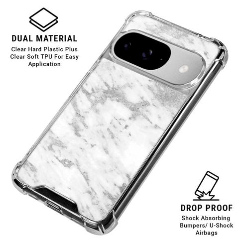 Silver Marble Google Pixel 10 Clear Case